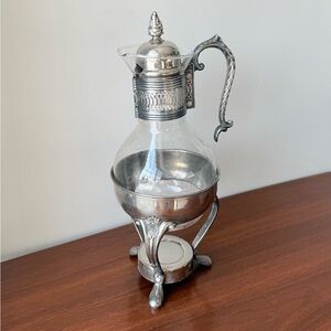 Vintage Silver Plated Glass Coffee Carafe Elegance EP Brass